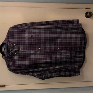 Chaps Men's Long Sleeve Button Down Purple Plaid Easy Care Shirt